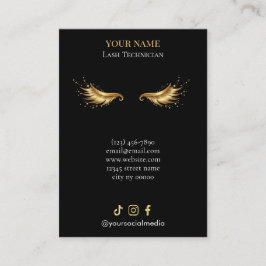 Elegante zwarte en gouden wimperclient registratie visitekaartje