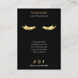 Elegante zwarte en gouden wimperclient registratie visitekaartje
