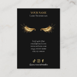 Elegante zwarte en gouden wimperclient registratie visitekaartje