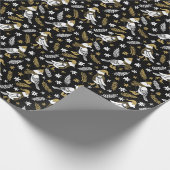 Elegante zwarte en gouden Woodland Bird Cadeaupapier (Hoek)