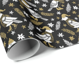 Elegante zwarte en gouden Woodland Bird Cadeaupapier