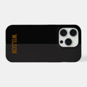 Elegante zwarte en grijze monogram naam telefoonho iPhone hoesje (Achterkant horizontaal)
