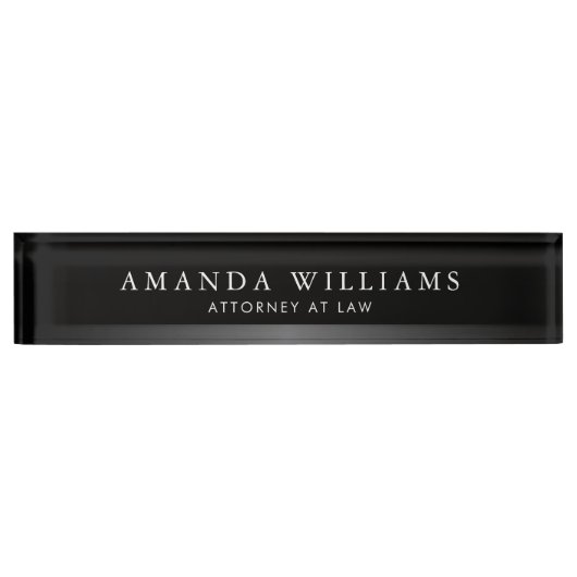 Elegante zwarte en grijze satijnen gradiënt naambordje (Voorkant)