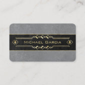 Elegante zwarte en grijze steen met gouden deco ac visitekaartje (Voorkant)