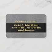 Elegante zwarte en grijze steen met gouden deco ac visitekaartje (Achterkant)