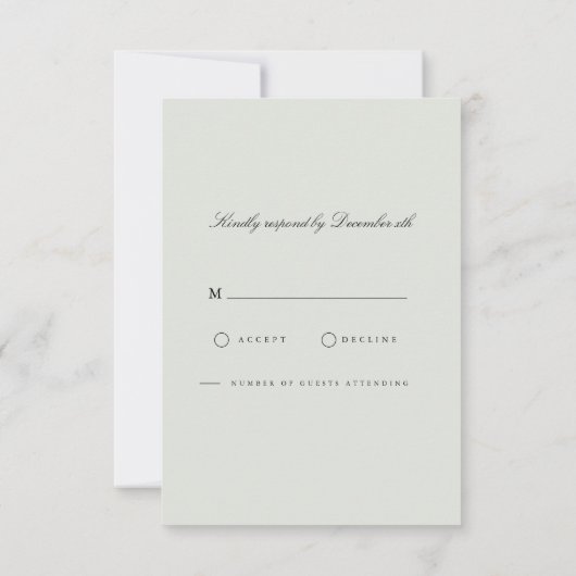 Elegante zwarte en groene Sage RSVP-kaart RSVP Kaartje (Achterkant)