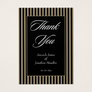 Elegante zwarte en groene strepen Dank u kaart