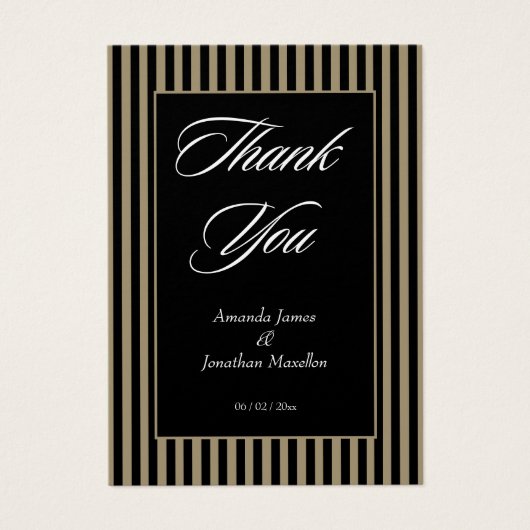 Elegante zwarte en groene strepen Dank u kaart (Voorkant)