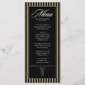 Elegante zwarte en groene verticale strepen trouwj menu (Voorkant)