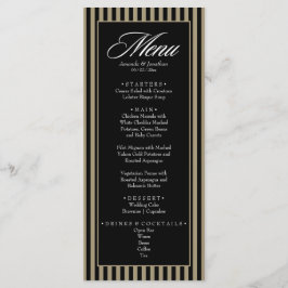 Elegante zwarte en groene verticale strepen trouwj menu