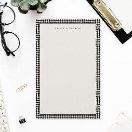 Elegante zwarte en ivoorkleurige houndstooth-monog briefpapier