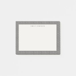 Elegante zwarte en ivoorkleurige houndstooth-monog post-it® notes