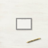 Elegante zwarte en ivoorkleurige houndstooth-monog post-it® notes (Op bureau)