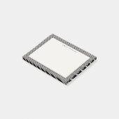 Elegante zwarte en ivoorkleurige houndstooth-monog post-it® notes (Schuin)