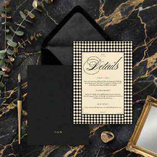 Elegante zwarte en ivoorkleurige old money details kaart