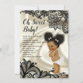Elegante zwarte en ivoren Baby shower Afro Puffs Kaart (Voorkant)