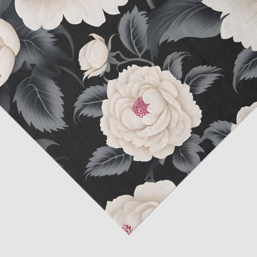 Elegante zwarte en ivoren bloem tissuepapier (Detail)