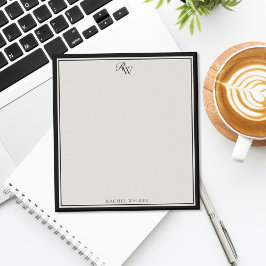 Elegante Zwarte en Ivoren Monogram Twee Rand Notitieblok