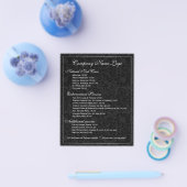 Elegante zwarte en metalen zilveren bloemendamaske flyer (Enkel)