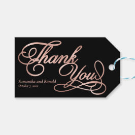 Elegante zwarte en namaak roosgouden kalligrafie  cadeaulabel