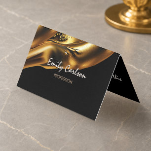 Elegante zwarte en namaak vloeibare gouden visitek visitekaartje
