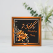 Elegante zwarte en Oranje Tiger Lily verjaardagsfe Kaart (Staand voorkant)