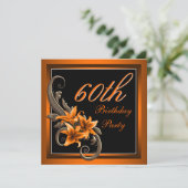 Elegante zwarte en Oranje Tiger Lily verjaardagsfe Kaart (Staand voorkant)