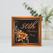 Elegante zwarte en Oranje Tiger Lily verjaardagsfe Kaart (Staand voorkant)