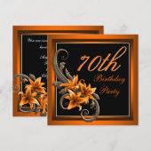 Elegante zwarte en Oranje Tiger Lily verjaardagsfe Kaart (Voorkant / Achterkant)