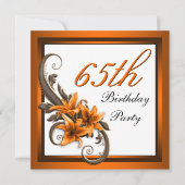 Elegante zwarte en Oranje Tiger Lily verjaardagsfe Kaart (Voorkant)