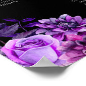 Elegante zwarte en paarse bruiloft zitgrafiek poster (Hoek)