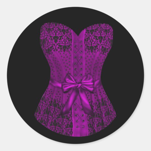 Elegante zwarte en Paarse Corset Stickers (Voorkant)
