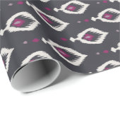 Elegante zwarte en paarse ikat stammenpatronen cadeaupapier (Rol Hoek)