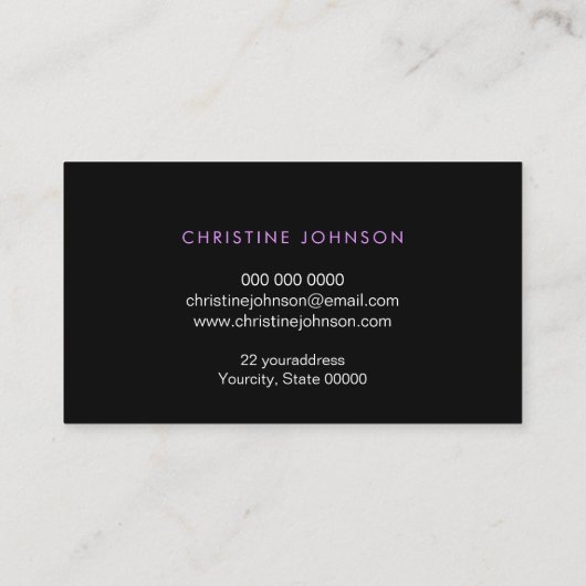 ・ elegante zwarte en paarse verf visitekaartje (Achterkant)