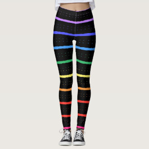 Elegante zwarte en regenboogkleuren leggings