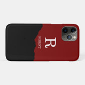 Elegante zwarte en rode aangepaste initiële naam Case-Mate iPhone case (Achterkant (horizontaal))