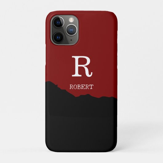 Elegante zwarte en rode aangepaste initiële naam Case-Mate iPhone case (Achterkant)
