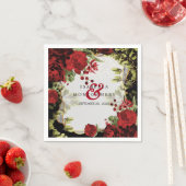 Elegante zwarte en rode bloemen bruiloft servet (Insitu)