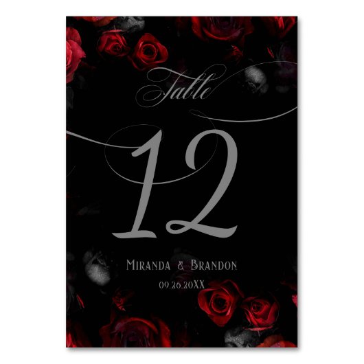 Elegante zwarte en rode bloemenkleuren voor een tr kaart (Achterkant)