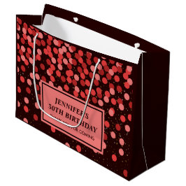 Elegante zwarte en rode confetti verjaardag groot cadeauzakje