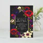 Elegante zwarte en rode gotische huwelijksuitnodig kaart (Staand voorkant)