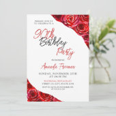 Elegante zwarte en rode roos 90e verjaardag kaart (Staand voorkant)