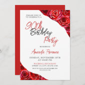 Elegante zwarte en rode roos 90e verjaardag kaart (Voorkant / Achterkant)