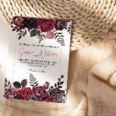 Elegante zwarte en rode rozen bruiloft kaart