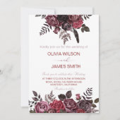 Elegante zwarte en rode rozen bruiloft kaart (Voorkant)