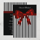Elegante zwarte en rode streep bruiloft kaart (Voorkant / Achterkant)
