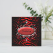 Elegante zwarte en rode Zebra partij Kaart (Staand voorkant)