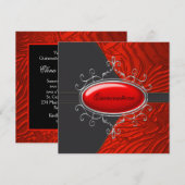 Elegante zwarte en rode Zebra Quinceanera Kaart (Voorkant / Achterkant)