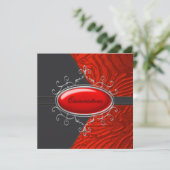 Elegante zwarte en rode Zebra Quinceanera Kaart (Staand voorkant)