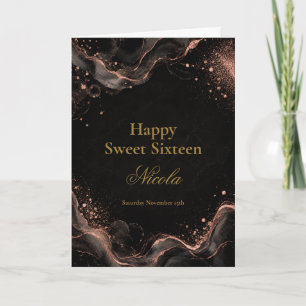 Elegante zwarte en roze gouden alcohol Sweet Sixte Kaart